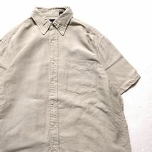 90's 00's ギャップ GAP ビッグオックスフォード コットン リネン ボタンダウンシャツ 半袖 (S) 生成り 90年代 00年代 旧タグ オールド_画像1