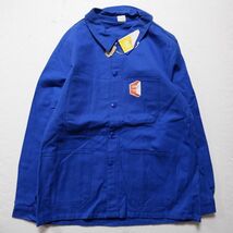 デッドストック 70’s コットンツイル フレンチ ワークジャケット 青 ブルー (48) 70年代 カバーオール ユーロ ビンテージ ヴィンテージ_画像2