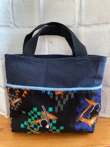 ミニトートバック バッグ トート ハンドメイド 手作り エコ ミニ サブ ジーンズ 弁当 袋 小学生 子供
