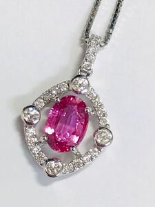 *Pt900/Pt850 pink tourmaline & diamond necklace *