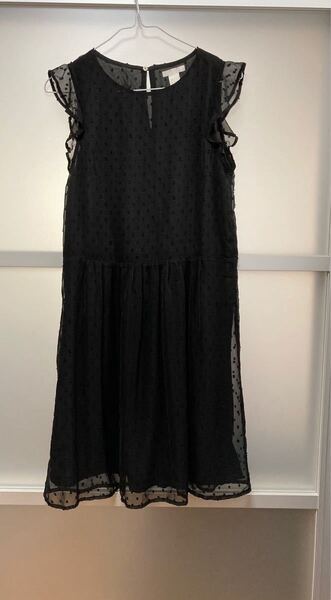 H&M ブラックワンピース ドット柄 黒 サイズ150.160