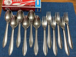 【12本セット】zebra ゼブラ フォーク スプーン