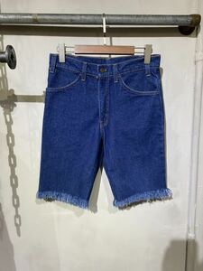 【即決】70s Levi''s デニム ショートパンツ カットオフデニム インディゴ リーバイス ショーツ 646 オレンジタブ　濃紺　30×31 古着