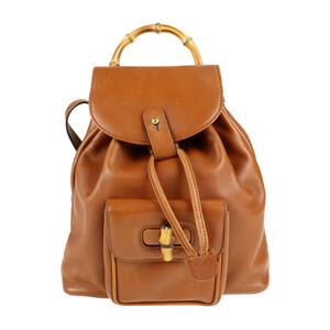GUCCI Gucci Bamboo 003.1705.0030 Backpack Daypack Leather Brown Backpack [Genuine Guarantee], fashion, ladies' bag, Rucksack, daypack