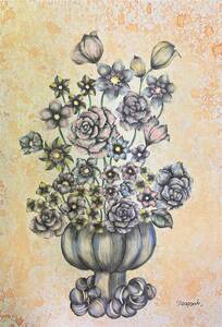 Art hand Auction Nozomi Hashimoto Flowers in a Vase, Hand-drawn and autographed, certificate, Comes with a high-quality frame, free shipping, Painting, watercolor, Nature, Landscape painting