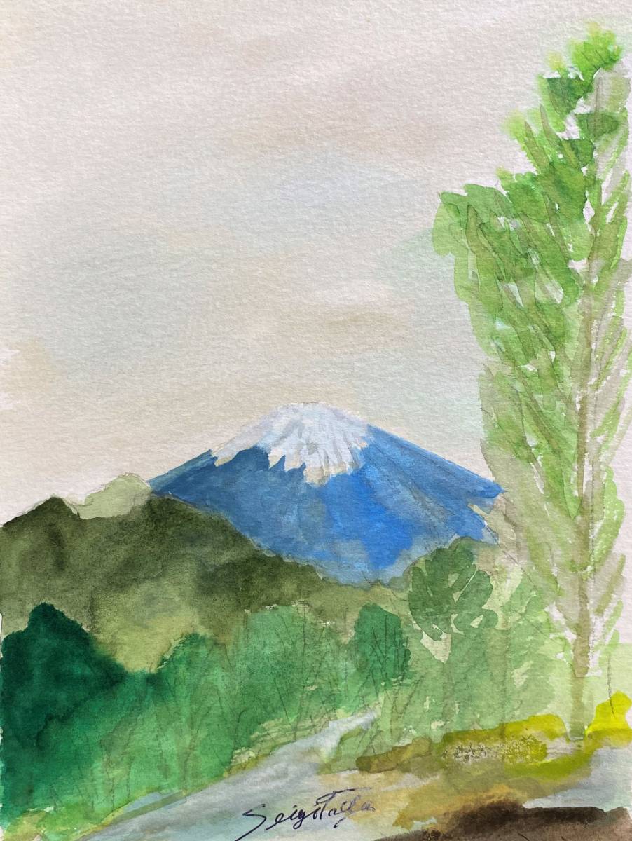 Haruyoshi Tada Mont Fuji C, Dessin dessiné à la main/dédicacé, certificat, Livré avec un cadre de haute qualité, livraison gratuite, peinture, aquarelle, Nature, Peinture de paysage