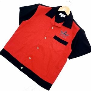 アークインターナショナル ark international ボウリングシャツ ボーリングシャツ ブラック × レッド XSサイズ ゆったりサイズ■BK41