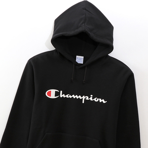 新品 Champion フーデッドスウェットシャツ 21SS ベーシック チャンピオン ビッグロゴ パーカー フード ブラック 黒 長袖 XXL 秋夏用 刺繍