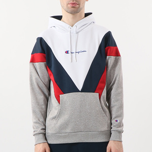 新品 Champion プルオーバー スウェット パーカー スポーツ チャンピオン ビッグロゴ オックスフォード グレー フード 長袖 XL 秋夏用 刺繍