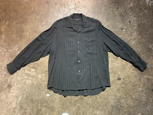 COMME des GARCONS HOMME PLUS/コムデギャルソンオムプリュス AD1992 レーヨンストライプオープンカラーシャツ　内タグ2重の珍品 90s 1990s