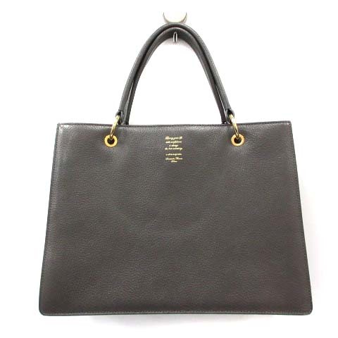 Samantha Thavasa Deluxe Deluxe Pleat Tote Bag Handbag جلد ذهبي الأجهزة رمادي / AN29 حقيبة حمل للسيدات ، جلد ، جلد البقر