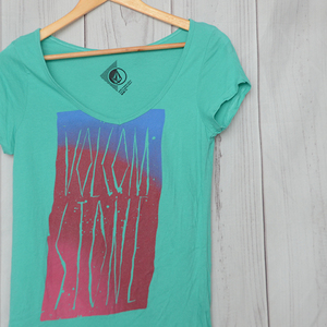 ST2197 Volcom VOLCOM T-shirt lady's M shoulder 40 mail service possible xq