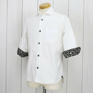  United Arrows 8 minute sleeve shirt white sleeve is check pattern white S