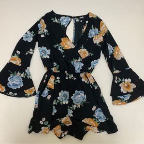 H&M 花柄ワンピースレディース ファッション ワンピース 膝丈 オールインワン 花柄