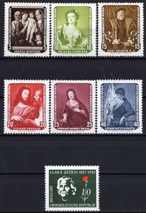 Art hand Auction ★1957 East Germany - 6 types of Famous Paintings + 1 type of Politician - 100th Anniversary of the Birth of Clara Zetkin Completed Unused (MNH) (SC#355-361)★ZU-429, antique, collection, stamp, postcard, Europe