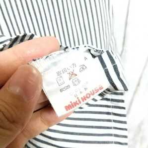 F2438UL◇MIKI HOUSE ミキハウス◇サイズ１１０ 長袖シャツ シャツ グレー×ホワイト ストライプ柄 キッズ 日本製 刺繍 ロゴ オシャレの画像6