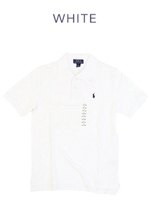 新品 アウトレット 3436 ボーイズ boy's M(10-12)サイズ 半袖 シャツ polo ralph lauren ポロ ラルフ ローレン 白 無地 鹿の子