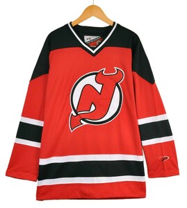 ビッグサイズ PRO PLAYER NHL New Jersey Devils ニュージャージー・デビルス ホッケーシャツ ユニフォーム レッド メンズ2XL相当(31694
