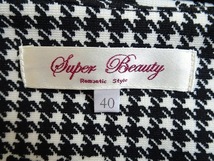 #snc スーパービューティー Super Beauty ワンピース 40 黒 白 半袖 千鳥格子 バラ柄 ジップアップ レディース [649490]_画像6