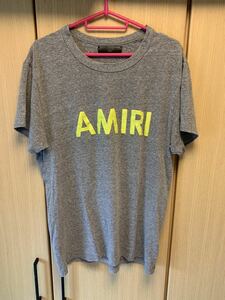 国内正規 18SS AMIRI アミリ 蛍光 ロゴ 霜降り Tシャツ 灰 XS