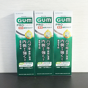 GUM ガム 歯周プロケア デンタルペースト 歯周病予防 歯みがき ハグキケア 高濃度フッ素配合 1450ppm ノーマルタイプ 90g 3本セット