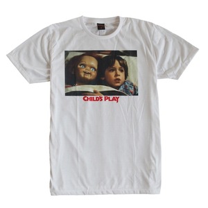 映画Tシャツ チャッキー CHUCKY アメリカ チャイルドプレイ 人形 デザインTシャツ おもしろTシャツ メンズ 半袖★tsr0720-wht-s