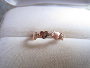 [SAMU] pretty!! one ream Heart diamond 0.03ct k10 pink goal ring *#12 number 