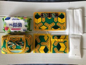人気 和柄 グリーン イエロー 消毒系・マスク系セット ハンドメイド 雑貨 夏の福袋 お買い得 送料込み