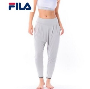 新品【FILA フィラ ヨガパンツ レディース M ホワイト 】水陸両用 吸水速乾 サルエル ヨガウェア アンクルパンツ グレー