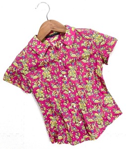 E1 RALPH LAUREN Ralph Lauren * lady's tops shirt short sleeves shirt short sleeves pink size9 floral print total pattern cotton 100% popular beautiful standard 