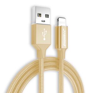 iPhone ライトニングケーブル 急速充電 データ転送 耐久 ゴールド