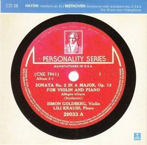 [2CD/Erato]ベートーヴェン:ヴァイオリン・ソナタ第9&10番他/S.ゴールドベルク(vn)&L.クラウス(p) 1936-1937他