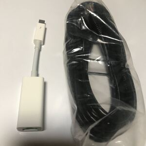 Apple 純正 変換アダプター サンダーボルト ギガビット Ethernet アダプタ 動作良好! 新品LANケーブル付属。