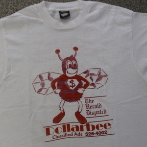 90s USA製 Dollarbee ハチ Tシャツ XL ホワイト キャラクター The Herald Dispatch 蜂 アニマル イラスト 新聞 企業 ロゴ ヴィンテージ