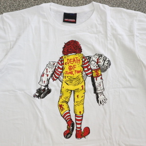 新品 DEATH OF JUNK FOOD Tシャツ XL ホワイト マクドナルド ケンタッキー 半袖 イラスト パロディ ユーモア キャラクター ジャンクフード