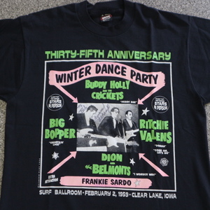 美品 90s USA製 Winter Dance Party 35周年記念 Tシャツ L Buddy Holly バディホリー ミュージック バンド 50s ロカビリー ヴィンテージ
