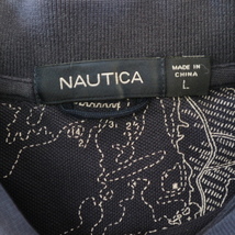 NAUTICA ノーティカ ポロシャツ L ネイビー 総柄 地図 マップ セーリング ヨット ロゴ 半袖_画像6