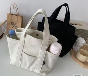韓国の人気爆発!カジュアル 帆布 肩掛け ハンドバッグ マグネットホック キャンバストートバッグ ホワイト 送料無料