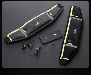 スポーツウエストポーチウォーキングポーチランニングポーチ ウエストバッグ 黒
