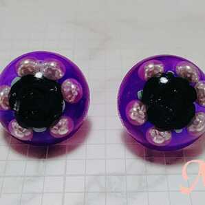 ハンドメイド イヤリング レジン 薔薇