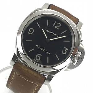 PANERAI パネライ PAM00112/OP6568 ルミノール ベース メンズ 腕時計 手巻き 黒文字盤 2針 裏スケ レザーベルト 44mm 管理YK23490