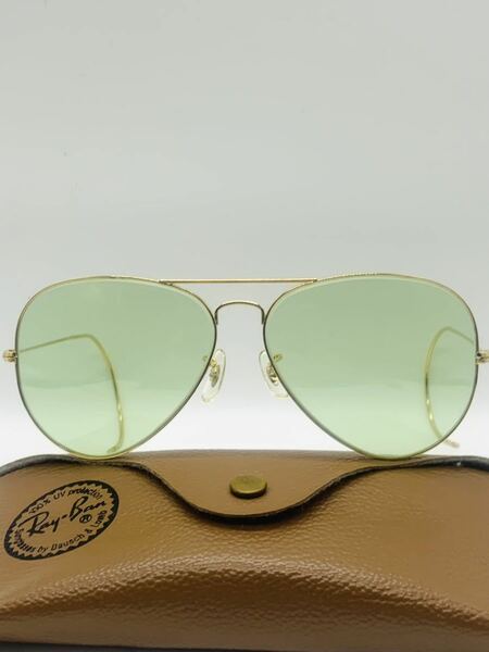 RayBan ボシュロム BL アビエーター LARGE METAL 2 レンズ　Changeable Green 62mm. 調光グリーンレンズ