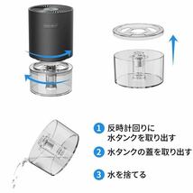 除湿器 小型 半導体式 ワンタッチ操作 部屋干し カビ防止 梅雨対策 強力除湿 静音 衣類乾燥 七色ライト付き 750ml水タンク付き_画像7