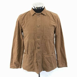  France made * Zucca tiger baiyu* cotton / velour style / work shirt [2/ men's M/ tea ]3 pocket / inside pocket /ZUCCa TRAVAIL*BC961