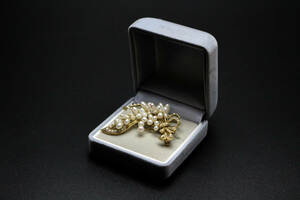  Gold / pearl / brooch / bouquet / K14 / 14 gold / 8.8g