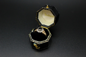  Vintage ring / diamond / onyx / Vintage / ring / lady's / 8.5 number / Vintage 