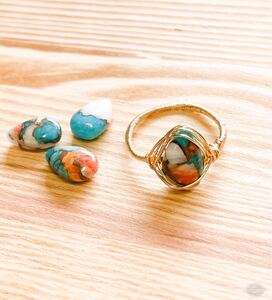 -SUI8- No.60 オイスターコッパーターコイズのリング　16号　K14GF An Oyster Copper Turquoise ring size16 K14GF