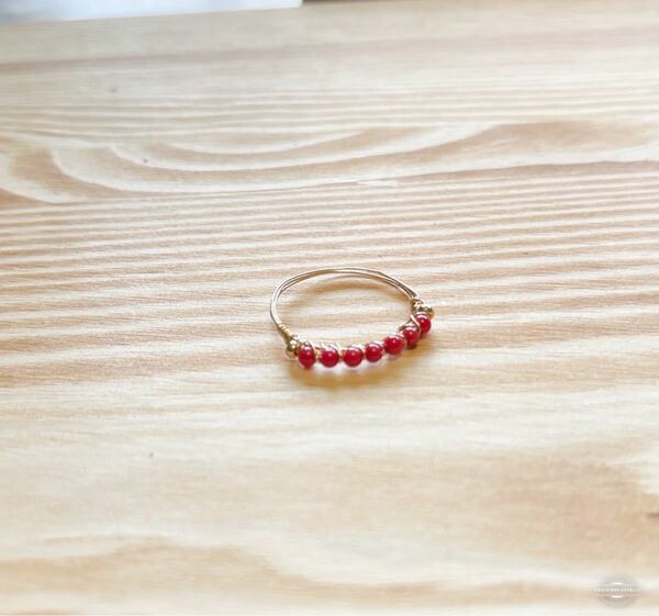 -SUI8- No.64 赤珊瑚のリング　K14GF 14号　a Red coral ring K14GF size14