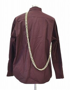 MISTERGENTLEMAN(ミスタージェントルマン) CHAIN SHIRT MODERN L/S チェーンシャツ 長袖シャツ デザイン モダン BURGUNDY L Mr.GENTLEMAN