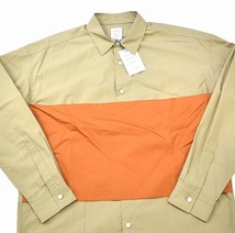 MISTERGENTLEMAN(ミスタージェントルマン)FABRIC ATTACHED L/S SHIRTファブリックアタッチド長袖シャツ デザイン BEIGE M Mr.GENTLEMAN_画像5